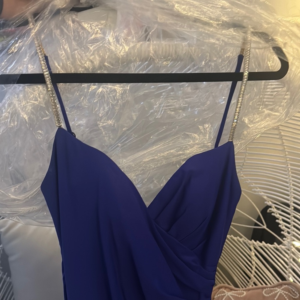 Elegant Blue Spaghetti Strap Dress